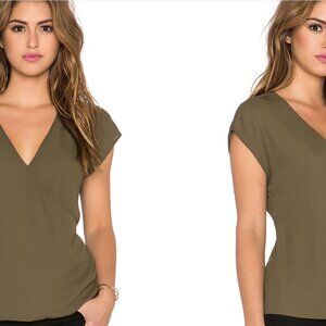 NWT Three Eighty Two Jackson Top Blouse Olive Green Made in the US Large